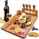Bamboo Cheese Board Cutlery Knife Set Wood Cheese Boards Cooking Tools Cheese Knife Cheese Slicer Fork Scoop Cut